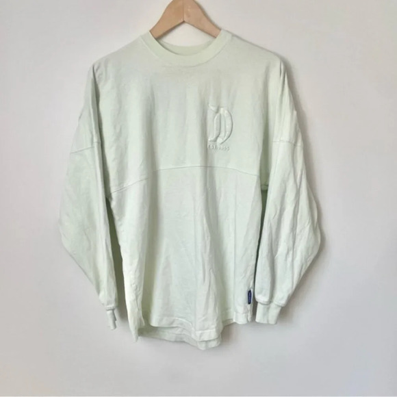 Disneyland Spirit Jersey Sparkle Puff Logo Spell Out Mint Green - Picture 2 of 6